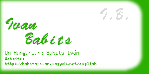 ivan babits business card